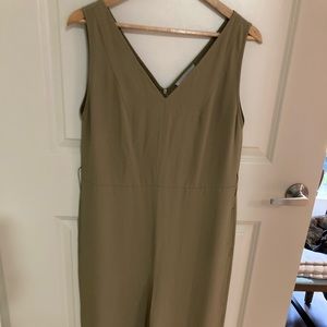 Everlane Olive Japanese Go Weave Sleeveless Jumpsuit with Waist Tie